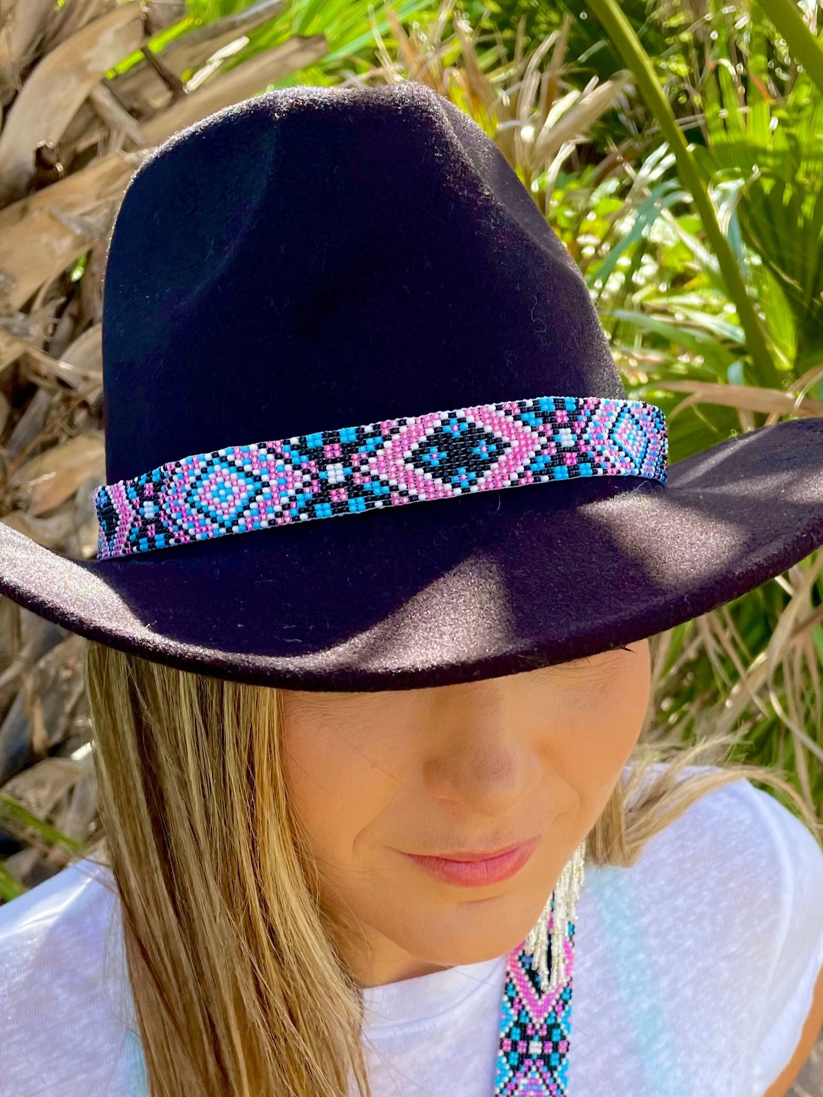 Minnetonka Black Hat with Vibrant Beaded Band Behind the Beading with Adrienne Benjamin | Minnetonka main image 4