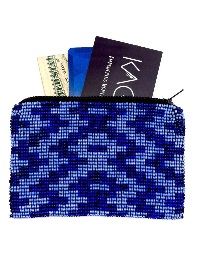 Blue Matrix Pouch - Consciously Made Geometric Native Wallet | KAQCHI